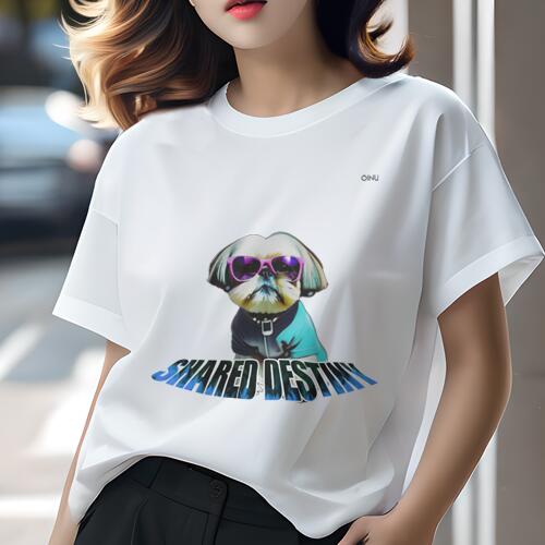 楽天フロントップ楽天市場店シーズー Tシャツ レディース 犬ファン 半袖 春夏 犬柄 プリント カジュアル かわいい 人間用 個性派 ここだけのデザイン 面白 サングラス シーズー クール ファッション アクセサリー