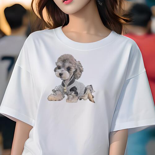 トイプードル Tシャツ レディース 犬ファン 半袖 春夏 犬柄 プリント カジュアル かわいい 人間用 個性..