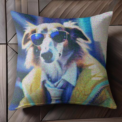 サングラス ボルゾイ スーツ ネクタイ クッションカバー 45×45cm アニマル柄 おしゃれ 可愛い クッション本体付き 正方形 犬ファン