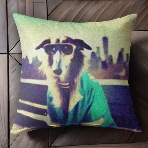 サングラス ボーダーコリー シティ ファッション クッションカバー 45×45cm アニマル柄 おしゃれ 可愛..