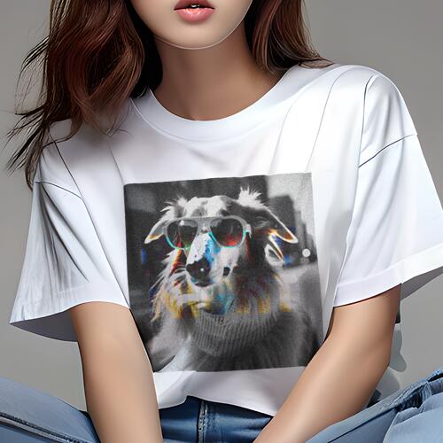 ボーダーコリー Tシャツ レディース 犬ファン 半袖 春夏 犬柄 プリント カジュアル かわいい 人間用 個性派 ここだけのデザイン 面白 サングラス ボーダーコリー