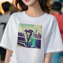 ボーダーコリー Tシャツ レディース 犬ファン 半袖 春夏 犬柄 プリント カジュアル かわいい 人間用 個性派 ここだけのデザイン 面白 サングラス ボーダーコリー シティ ファッション