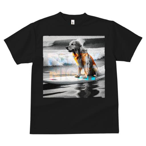 ゴールデンレトリバー Tシャツ レディース 犬ファン 半袖 春夏 犬柄 プリント カジュアル かわいい 人間用 個性派 ここだけのデザイン 面白 波 ゴールデンレトリバー 海