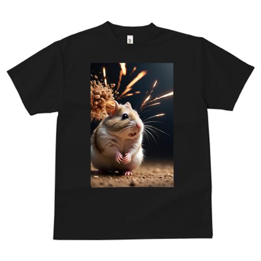 Tシャツ メンズ キッズ 犬ファン 半袖 春夏 犬柄 プリント カジュアル かわいい 人間用 個性派 ここだけのデザイン 面白 動物 げっ歯類 哺乳類 砂 爆発
