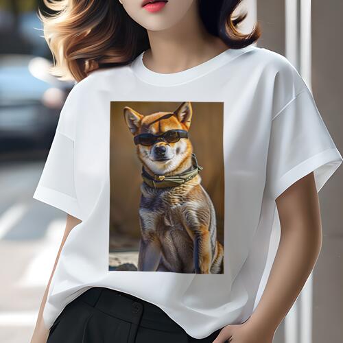 柴犬 Tシャツ レディース 犬ファン 半袖 春夏 犬柄 プリント カジュアル かわいい 人間用 個性派 ここだけのデザイン 面白 サングラス 柴犬 首輪