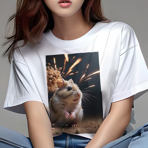 Tシャツ レディース 犬ファン 半袖 春夏 犬柄 プリント カジュアル かわいい 人間用 個性派 ここだけのデザイン 面白 動物 げっ歯類 哺乳類 砂 爆発
