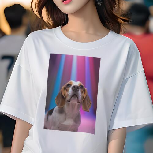 ビーグル Tシャツ レディース 犬ファン 半袖 春夏 犬柄 プリント カジュアル かわいい 人間用 個性派 ここだけのデザイン 面白 ビーグル