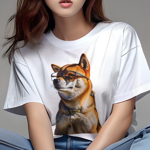 柴犬 Tシャツ レディース 犬ファン 半袖 春夏 犬柄 プリント カジュアル かわいい 人間用 個性派 ここだけのデザイン 面白 サングラス 柴犬