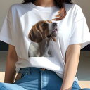 ビーグル Tシャツ レディース 犬ファン 半袖 春夏 犬柄 プリント カジュアル かわいい 人間用 個性派 ここだけのデザイン 面白 ビーグル(4)
