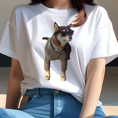 柴犬 Tシャツ レディース 犬ファン 半袖 春夏 犬柄 プリント カジュアル かわいい 人間用 個性派 ここだけのデザイン 面白 サングラス 柴犬 服