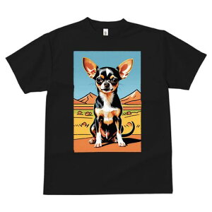 チワワ Tシャツ メンズ キッズ 犬ファン 半袖 春夏 犬柄 プリント カジュアル かわいい 人間用 個性派 ここだけのデザイン 面白 山 チワワ 砂漠 風景