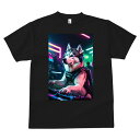 シベリアンハスキー Tシャツ メンズ キッズ 犬ファン 半袖 春夏 犬柄 プリント カジュアル かわいい 人間用 個性派 ここだけのデザイン 面白 ヘッドホン シベリアンハスキー DJ ネオン