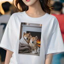 柴犬 Tシャツ レディース 犬ファン 半袖 春夏 犬柄 プリント カジュアル かわいい 人間用 個性派 ここだけのデザイン 面白 暖炉 柴犬 キャンドル ブランケット