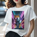 柴犬 Tシャツ レディース 犬ファン 半袖 春夏 犬柄 プリント カジュアル かわいい 人間用 個性派 ここだけのデザイン 面白 ヘッドホン 柴犬 DJ ミュージック スペーススーツ