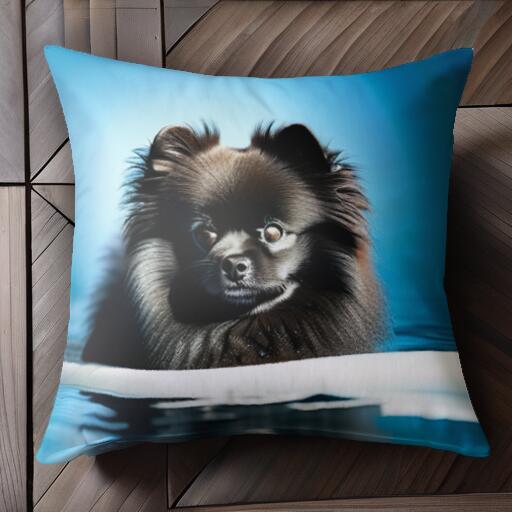 水面 ポメラニアン クッションカバー 45×45cm アニマル柄 おしゃれ 可愛い クッション本体付き 正方形 犬ファン