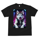 シベリアンハスキー Tシャツ メンズ キッズ 犬ファン 半袖 春夏 犬柄 プリント カジュアル かわいい 人間用 個性派 ここだけのデザイン 面白 ヘッドホン シベリアンハスキー DJ ターンテーブル ネオン