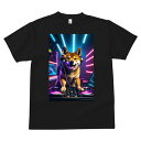 柴犬 Tシャツ メンズ キッズ 犬ファン 半袖 春夏 犬柄 プリント カジュアル かわいい 人間用 個性派 ここだけのデザイン 面白 DJ 柴犬 音楽 ヘッドホン ネオン