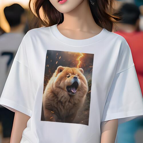 チャウチャウ Tシャツ レディース 犬ファン 半袖 春夏 犬柄 プリント カジュアル かわいい 人間用 個性派 ここだけのデザイン 面白 雷 チャウチャウ 稲妻 嵐 チャウチャウ Tシャツ レディース 犬ファン 半袖 春夏 犬柄 プリント カジュアル かわいい 人間用 個性派 ここだけのデザイン 面白 雷 チャウチャウ 稲妻 嵐