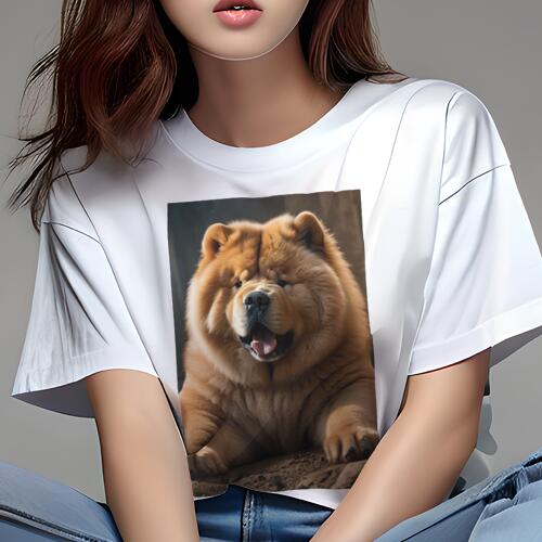 チャウチャウ Tシャツ レディース 犬ファン 半袖 春夏 犬柄 プリント カジュアル かわいい 人間用 個性派 ここだけのデザイン 面白 チャウチャウ