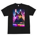 柴犬 Tシャツ メンズ キッズ 犬ファン 半袖 春夏 犬柄 プリント カジュアル かわいい 人間用 個性派 ここだけのデザイン 面白 DJ 柴犬 ヘッドホン ネオン サイバーパンク