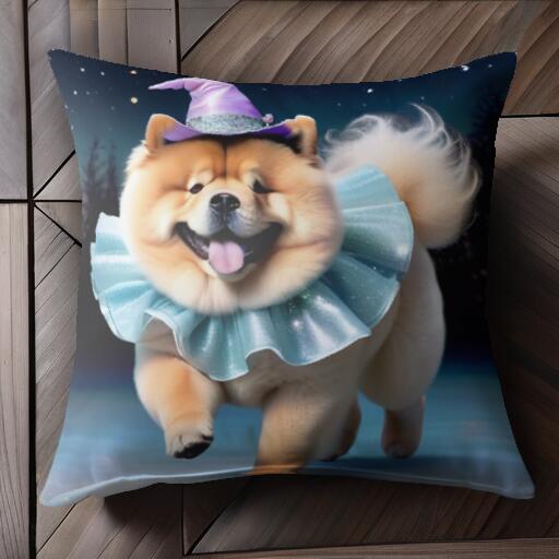 帽子 チャウチャウ フリル クッションカバー 45×45cm アニマル柄 おしゃれ 可愛い クッション本体付き ..