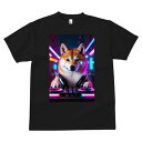柴犬 Tシャツ メンズ キッズ 犬ファン 半袖 春夏 犬柄 プリント カジュアル かわいい 人間用 個性派 ここだけのデザイン 面白 DJ 柴犬 ヘッドホン ネオン