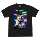 柴犬 Tシャツ メンズ キッズ 犬ファン 半袖 春夏 犬柄 プリント カジュアル かわいい 人間用 個性派 ここだけのデザイン 面白 DJ 柴犬 ヘッドホン ターンテーブル ネオン