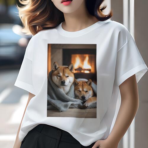 柴犬 Tシャツ レディース 犬ファン 半袖 春夏 犬柄 プリント カジュアル かわいい 人間用 個性派 ここだけのデザイン 面白 暖炉 柴犬 ブランケット 暖かい リラックス 柴犬 Tシャツ レディース 犬ファン 半袖 春夏 犬柄 プリント カジュアル かわいい 人間用 個性派 ここだけのデザイン 面白 暖炉 柴犬 ブランケット 暖かい リラックス