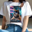柴犬 Tシャツ レディース 犬ファン 半袖 春夏 犬柄 プリント カジュアル かわいい 人間用 個性派 ここだけのデザイン 面白 サングラス 柴犬 ヘッドホン DJ ミキサー