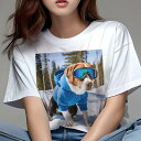 ビーグル Tシャツ レディース 犬ファン 半袖 春夏 犬柄 プリント カジュアル かわいい 人間用 個性派 ここだけのデザイン 面白 スキーゴーグル ビーグル パーカー 雪(4)