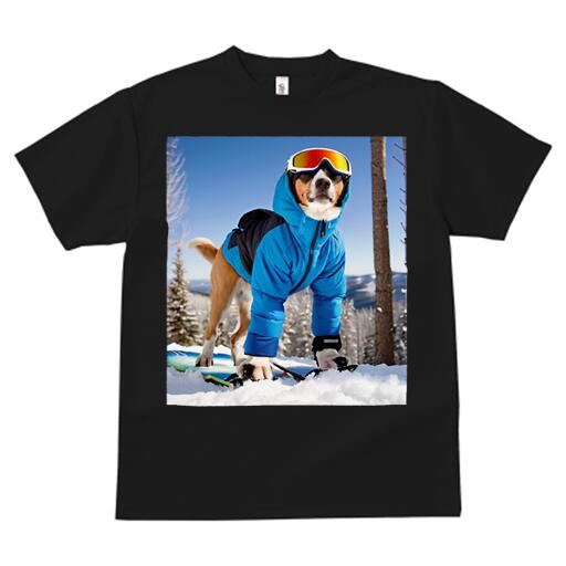 該当なし Tシャツ レディース 犬ファン 半袖 春夏 犬柄 プリント カジュアル かわいい 人間用 個性派 ここだけのデザイン 面白 スキー 該当なし 冬 雪 スノーボード