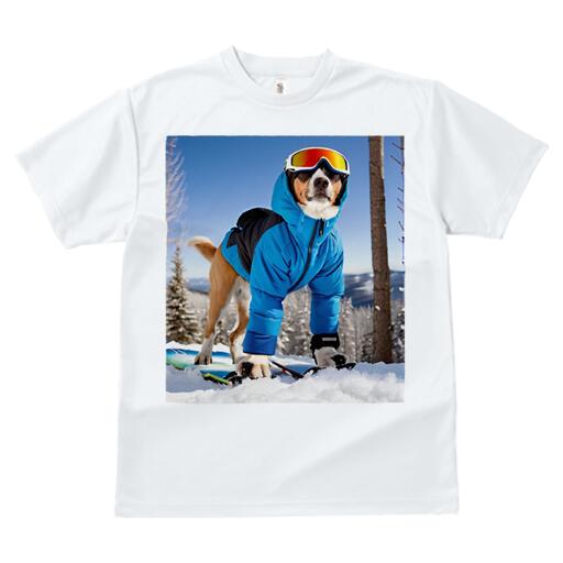 該当なし Tシャツ レディース 犬ファン 半袖 春夏 犬柄 プリント カジュアル かわいい 人間用 個性派 ここだけのデザイン 面白 スキー 該当なし 冬 雪 スノーボード