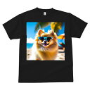 ポメラニアン Tシャツ メンズ キッズ 犬ファン 半袖 春夏 犬柄 プリント カジュアル かわいい 人間用 個性派 ここだけのデザイン 面白 ビーチ ポメラニアン 夏 海 休暇