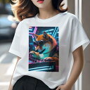 柴犬 Tシャツ レディース 犬ファン 半袖 春夏 犬柄 プリント カジュアル かわいい 人間用 個性派 ここだけのデザイン 面白 DJ 柴犬 ヘッドホン サングラス ネオン