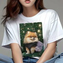 ポメラニアン Tシャツ レディース 犬ファン 半袖 春夏 犬柄 プリント カジュアル かわいい 人間用 個性派 ここだけのデザイン 面白 クリスマス ポメラニアン クリスマスツリー ぬいぐるみ