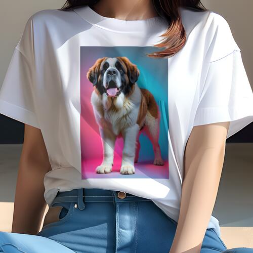 セントバーナード Tシャツ レディース 犬ファン 半袖 春夏 犬柄 プリント カジュアル かわいい 人間用 個性派 ここだけのデザイン 面白 セントバーナード(4)