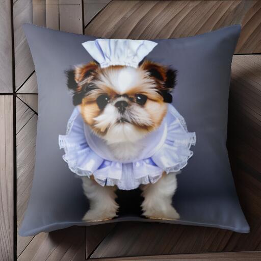 コスチューム シーズー クッションカバー 45×45cm アニマル柄 おしゃれ 可愛い クッション本体付き 正方形 犬ファン