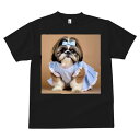 シーズー Tシャツ メンズ キッズ 犬ファン 半袖 春夏 犬柄 プリント カジュアル かわいい 人間用 個性派 ここだけのデザイン 面白 リボン シーズー ワンピース