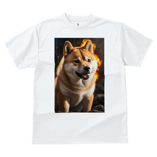 柴犬 Tシャツ レディース 犬ファン 半袖 春夏 犬柄 プリント カジュアル かわいい 人間用 個性派 ここだけのデザイン 面白 炎 柴犬