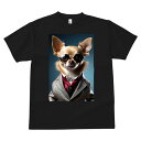 チワワ Tシャツ メンズ キッズ 犬ファン 半袖 春夏 犬柄 プリント カジュアル かわいい 人間用 個性派 ここだけのデザイン 面白 スーツ チワワ ネクタイ サングラス