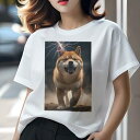 柴犬 Tシャツ レディース 犬ファン 半袖 春夏 犬柄 プリント カジュアル かわいい 人間用 個性派 ここだけのデザイン 面白 稲妻 柴犬 雷 イヌ(4)