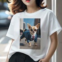 チワワ Tシャツ レディース 犬ファン 半袖 春夏 犬柄 プリント カジュアル かわいい 人間用 個性派 ここだけのデザイン 面白 スーツ チワワ ネクタイ サングラス(4)