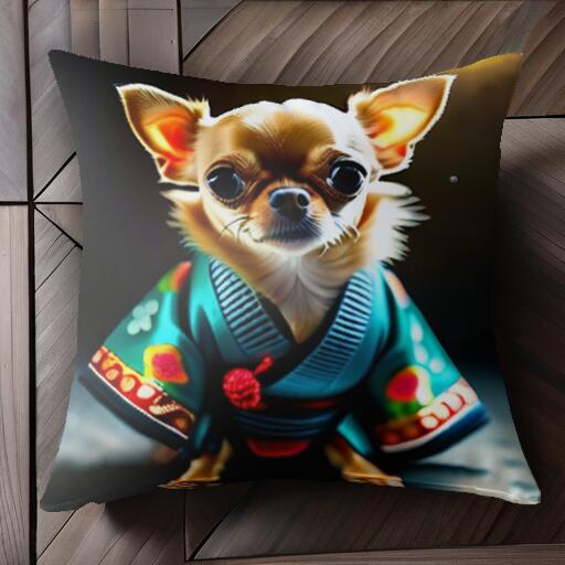 着物 チワワ 和風 ドッグウェア クッションカバー 45×45cm アニマル柄 おしゃれ 可愛い クッション本体..