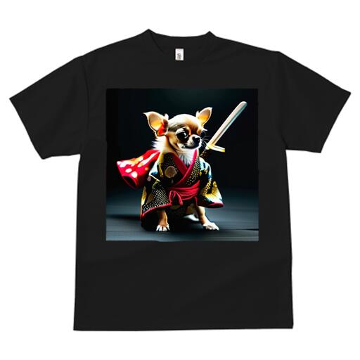 チワワ Tシャツ メンズ キッズ 犬ファン 半袖 春夏 犬柄 プリント カジュアル かわいい 人間用 個性派 ここだけのデザイン 面白 着物 チワワ 刀 武士