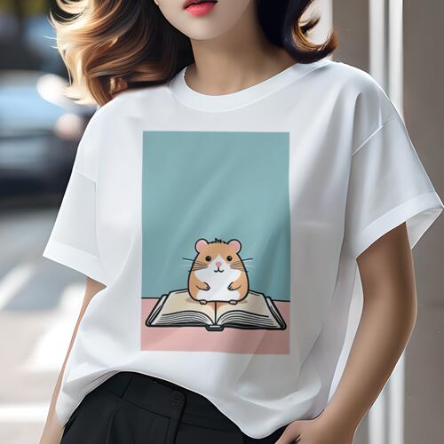 Tシャツ レディース 犬ファン 半袖 春夏 犬柄 プリント カジュアル かわいい 人間用 個性派 ここだけのデザイン 面白 本 かわいい イラスト 動物 ハムスター