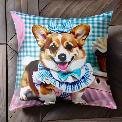 誕生日 コーギー パーティー カップケーキ バルーン クッションカバー 45×45cm アニマル柄 おしゃれ 可..