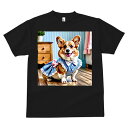 コーギー Tシャツ メンズ キッズ 犬ファン 半袖 春夏 犬柄 プリント カジュアル かわいい 人間用 個性派 ここだけのデザイン 面白 ワンピース コーギー リボン チェック柄 木製家具