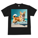 コーギー Tシャツ メンズ キッズ 犬ファン 半袖 春夏 犬柄 プリント カジュアル かわいい 人間用 個性派 ここだけのデザイン 面白 ビーチ コーギー 海 砂浜 夏