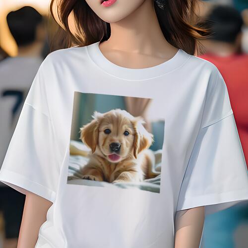 ゴールデンレトリバー Tシャツ レディース 犬ファン 半袖 春夏 犬柄 プリント カジュアル かわいい 人..