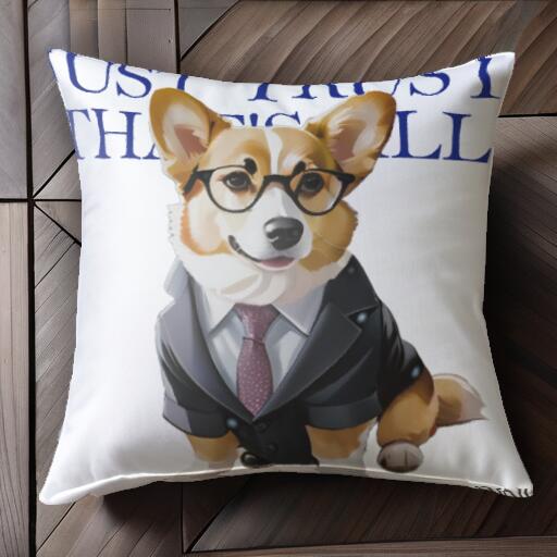 スーツ コーギー ネクタイ メガネ クッションカバー 45×45cm アニマル柄 おしゃれ 可愛い クッション本体付き 正方形 犬ファン